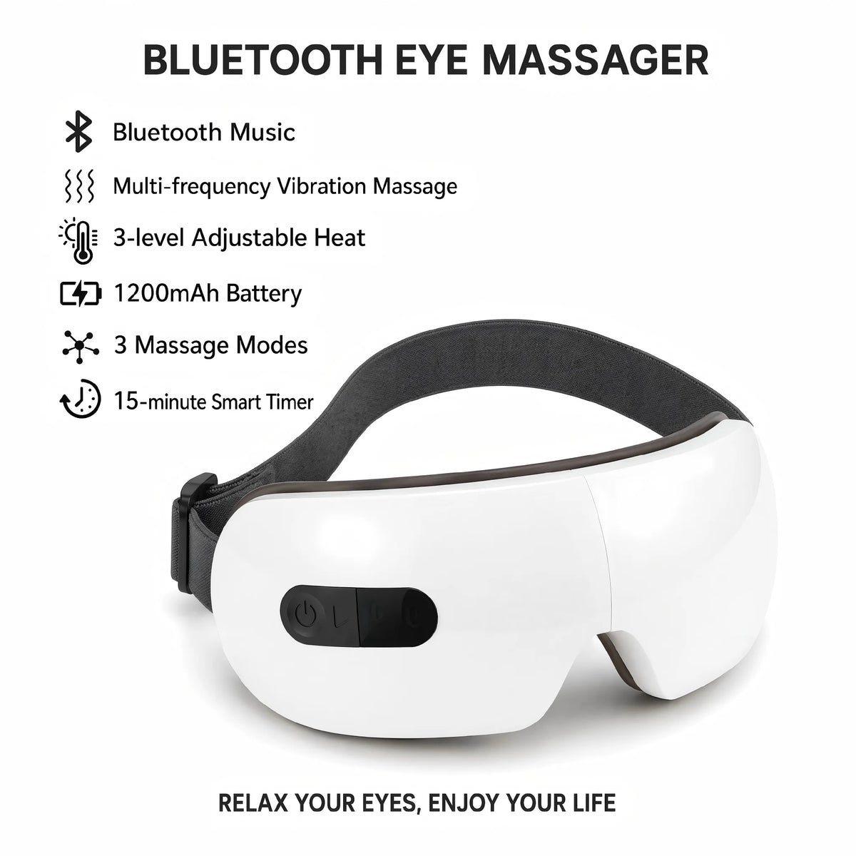 Smart Eye Massager with Heat Compression, Vibration Massage, Foldable Eye Care Device, 1200mAh Rechargeable Eye Relaxation Mask