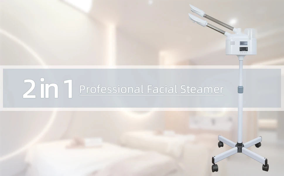 Facial Steamer with Hot and Cold Spray Dual Pipes LED Control Screen for Hydration Smooth Skin Pore Cleansing and Deep Care