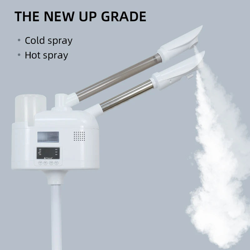 Facial Steamer with Hot and Cold Spray Dual Pipes LED Control Screen for Hydration Smooth Skin Pore Cleansing and Deep Care