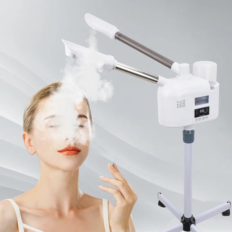 Facial Steamer with Hot and Cold Spray Dual Pipes LED Control Screen for Hydration Smooth Skin Pore Cleansing and Deep Care