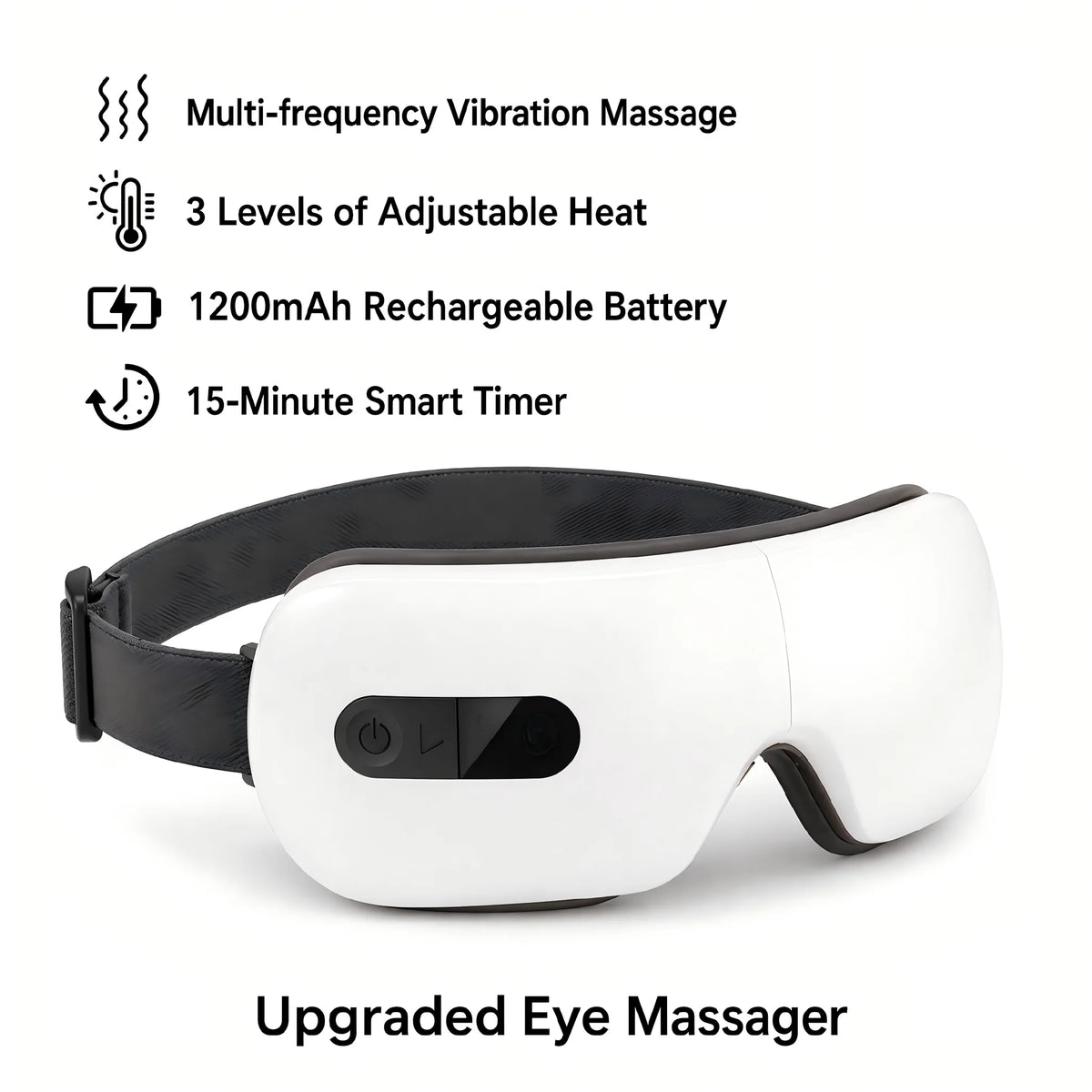 Smart Eye Massager with Heat Compression, Vibration Massage, Foldable Eye Care Device, 1200mAh Rechargeable Eye Relaxation Mask