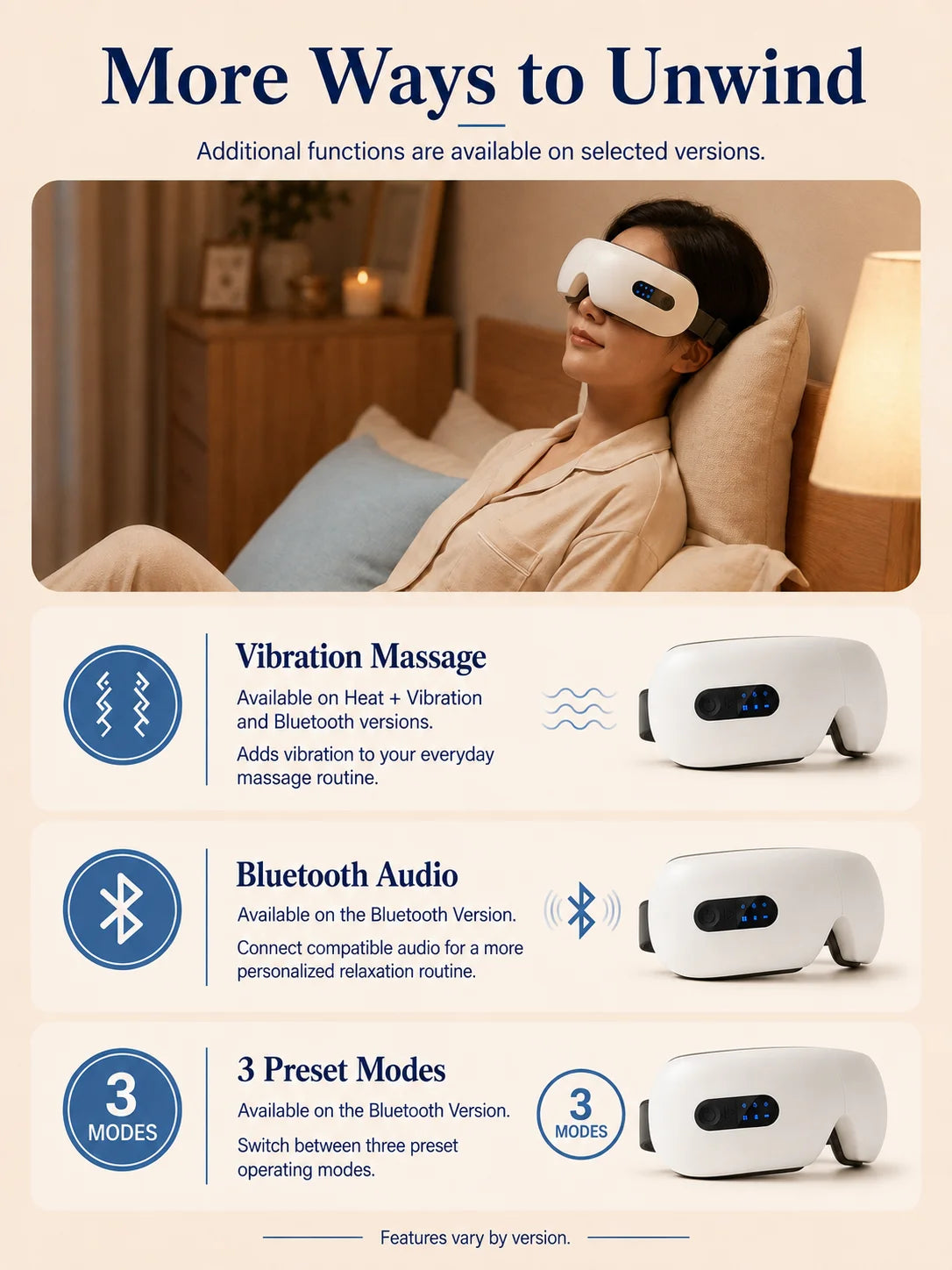 Smart Eye Massager with Heat Compression, Vibration Massage, Foldable Eye Care Device, 1200mAh Rechargeable Eye Relaxation Mask