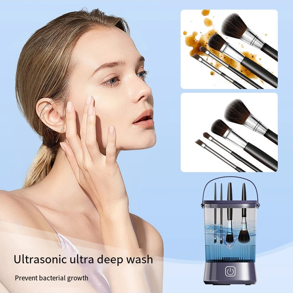 2025 USB Electric Makeup Brush Cleaner Portable 3 In 1 Makeup Brushes Drying Rack Lazy Cleaning Brush Washer Quick Dry Tool