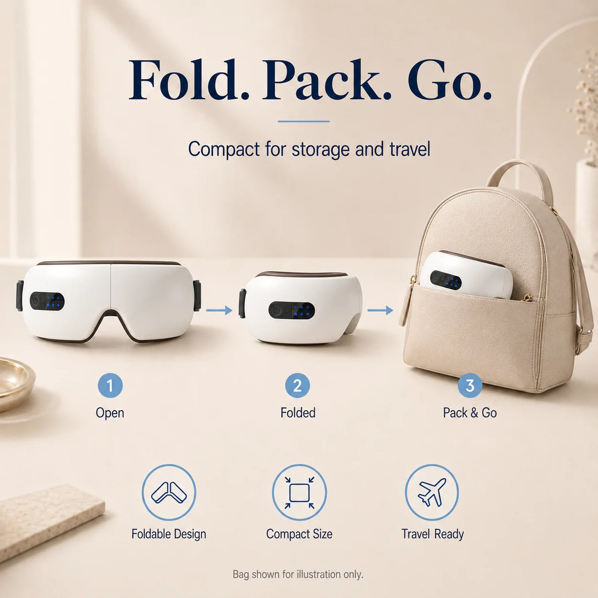 Smart Eye Massager with Heat Compression, Vibration Massage, Foldable Eye Care Device, 1200mAh Rechargeable Eye Relaxation Mask