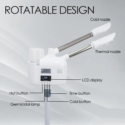 Facial Steamer with Hot and Cold Spray Dual Pipes LED Control Screen for Hydration Smooth Skin Pore Cleansing and Deep Care