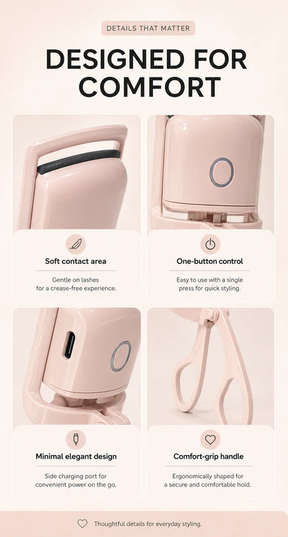 Electric Heated Eyelash Curler USB-C Rechargeable 2 Heat Settings Long-Lasting Natural Curl for Straight Stubborn Lashes