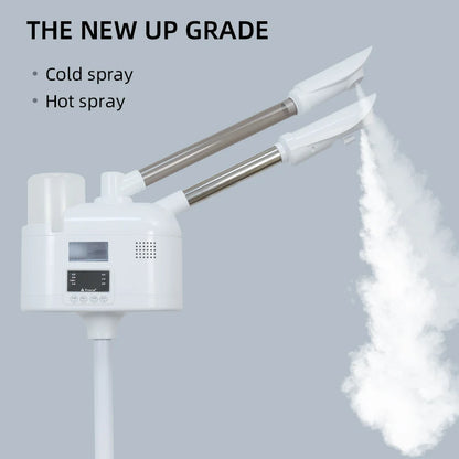 Facial Steamer with Hot and Cold Spray Dual Pipes LED Control Screen for Hydration Smooth Skin Pore Cleansing and Deep Care