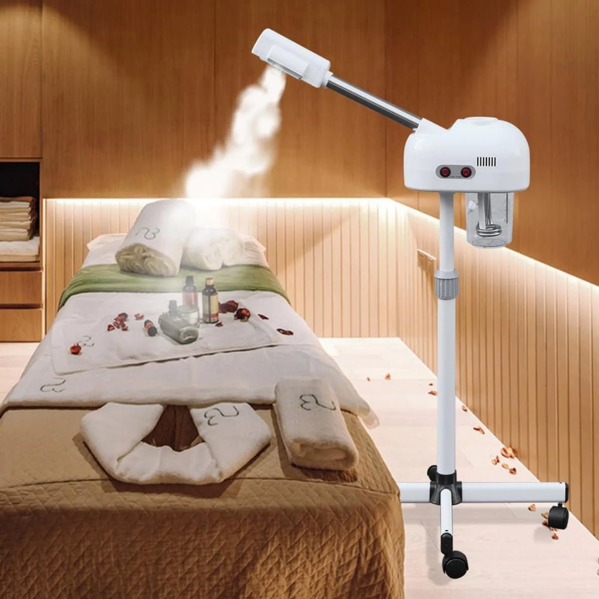 Professional Facial Steamer, Pedicure Steamer Machine with Water Tank and Wheel, Floor Standing Skin Care Equipment for Barber S