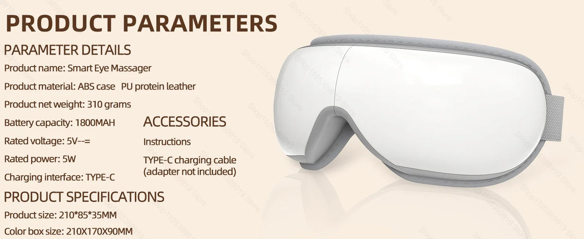 Eye Massager With Heat Smart Vibration Massager With Heat Airbag Compress Eye Mask Care Instrument Sleepping Eye Relax Fatigue