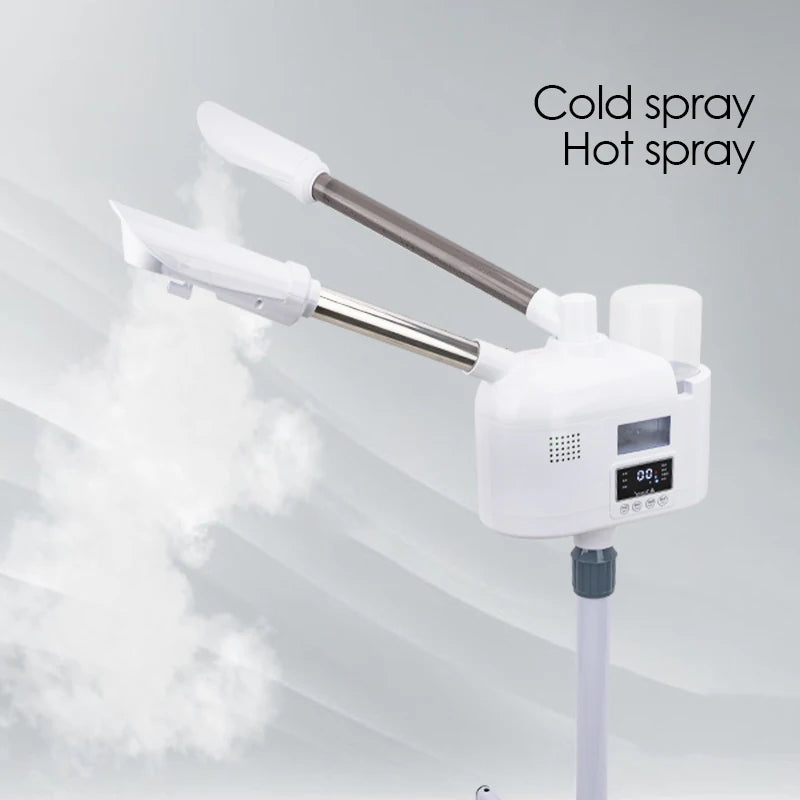 Facial Steamer with Hot and Cold Spray Dual Pipes LED Control Screen for Hydration Smooth Skin Pore Cleansing and Deep Care