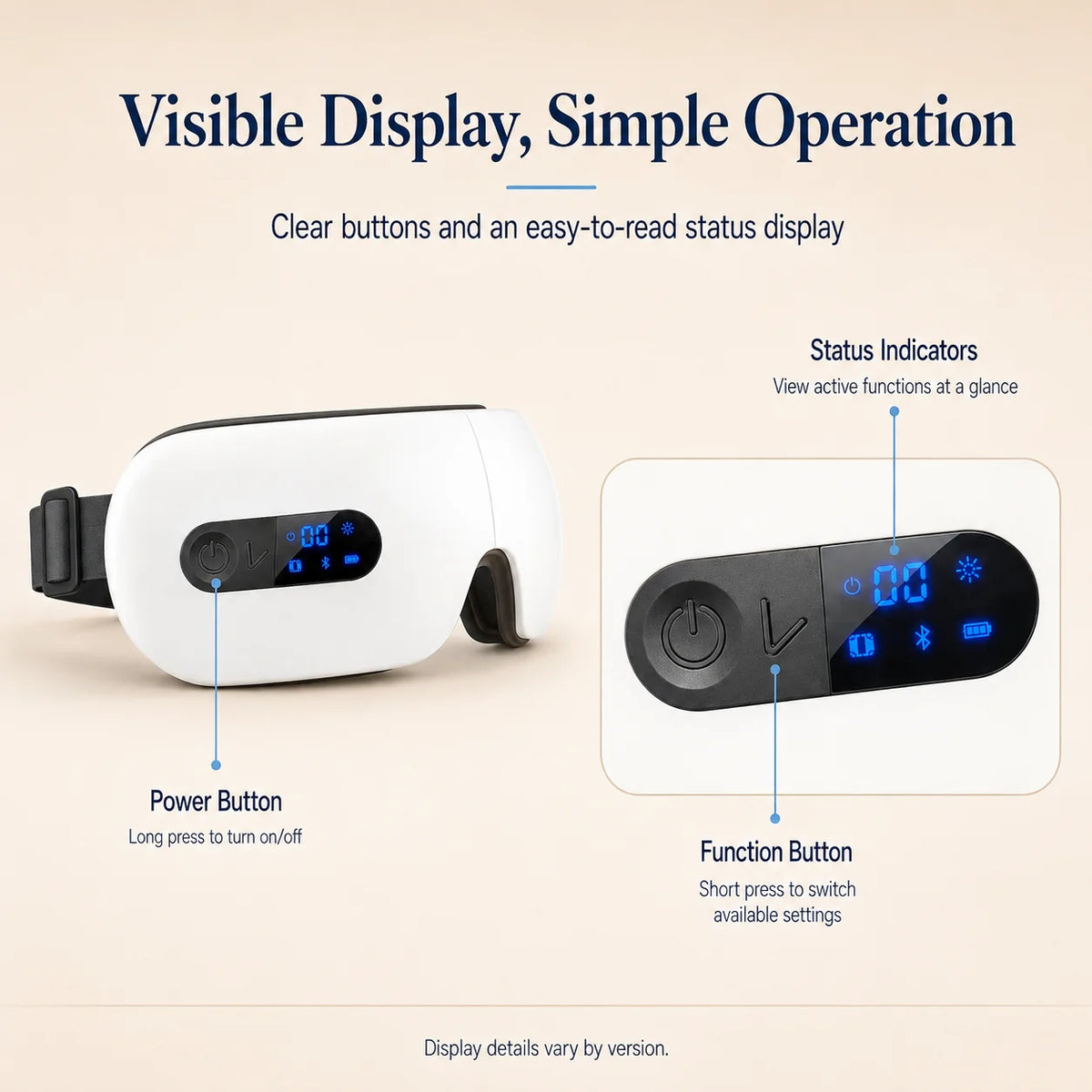 Smart Eye Massager with Heat Compression, Vibration Massage, Foldable Eye Care Device, 1200mAh Rechargeable Eye Relaxation Mask