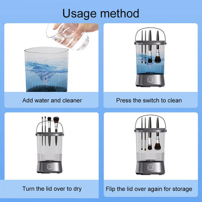 2025 USB Electric Makeup Brush Cleaner Portable 3 In 1 Makeup Brushes Drying Rack Lazy Cleaning Brush Washer Quick Dry Tool