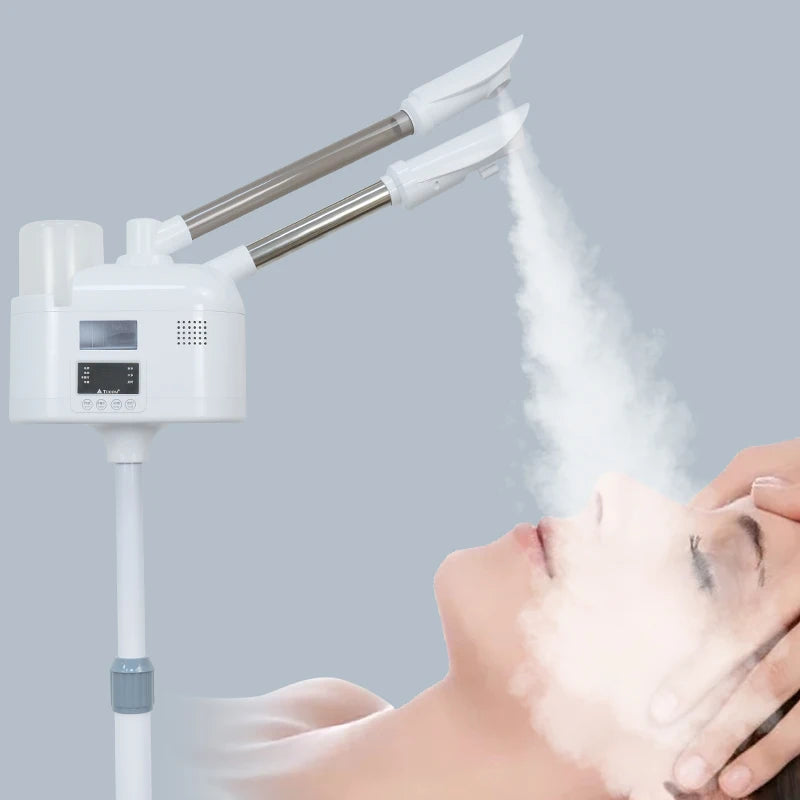 Facial Steamer with Hot and Cold Spray Dual Pipes LED Control Screen for Hydration Smooth Skin Pore Cleansing and Deep Care