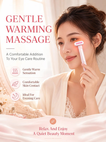 LED Eye Beauty Wand Red Blue Light Warming Massage 330° Rotatable Head Type-C Rechargeable Portable Facial Care Tool for Women