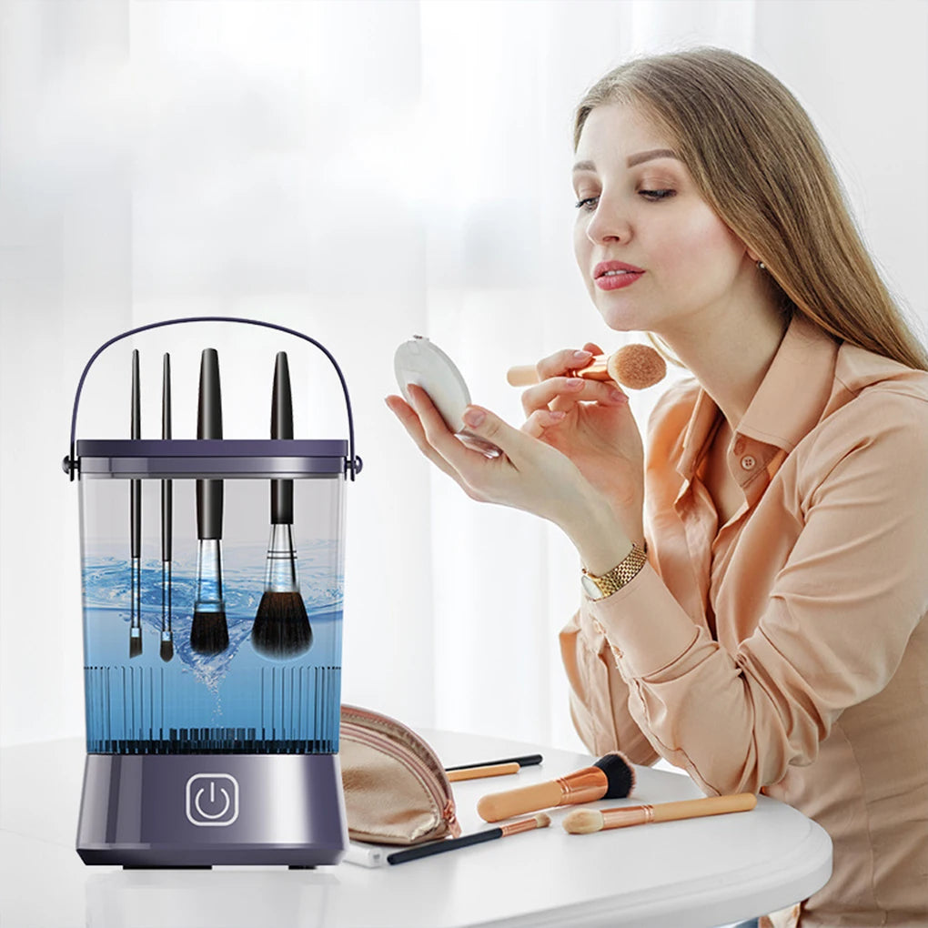 2025 USB Electric Makeup Brush Cleaner Portable 3 In 1 Makeup Brushes Drying Rack Lazy Cleaning Brush Washer Quick Dry Tool