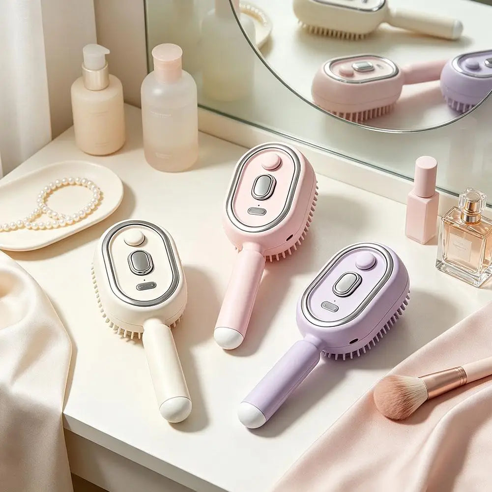 Electric Scalp Nourishing Comb with Hair Serum Fine Mist Spray LED Light Massage Applicator for Dry Scalp and Hair Root Care