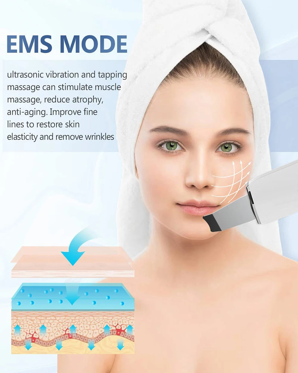 Ultrasonic Skin Scrubber Facial Peeling Machine Black Dots Acne Pore Deep Cleaning Ultrasonic Face Scrubber Blackhead Remover