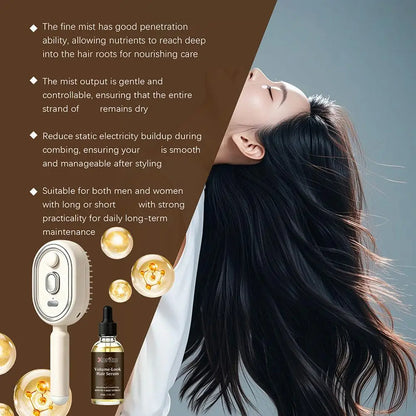 Electric Scalp Nourishing Comb with Hair Serum Fine Mist Spray LED Light Massage Applicator for Dry Scalp and Hair Root Care