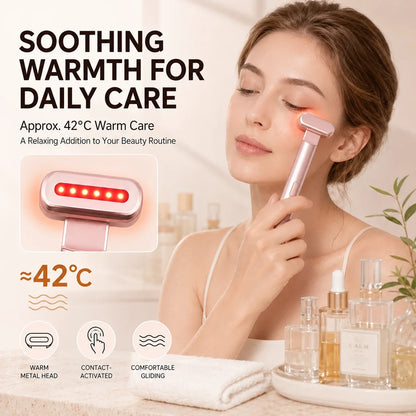 LED Eye Beauty Wand Red Blue Light Warming Massage 330° Rotatable Head Type-C Rechargeable Portable Facial Care Tool for Women