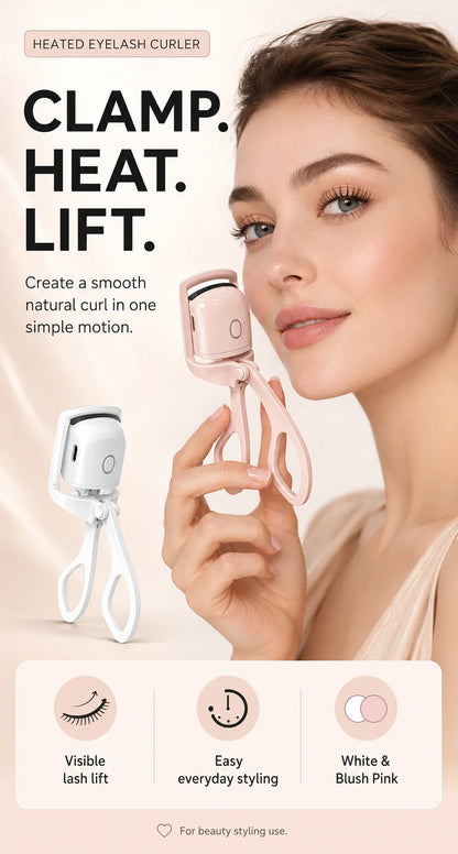 Electric Heated Eyelash Curler USB-C Rechargeable 2 Heat Settings Long-Lasting Natural Curl for Straight Stubborn Lashes