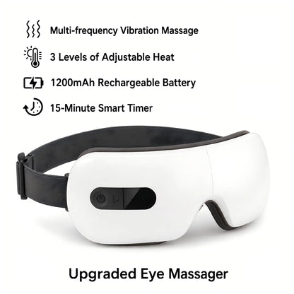 Smart Eye Massager with Heat Compression, Vibration Massage, Foldable Eye Care Device, 1200mAh Rechargeable Eye Relaxation Mask