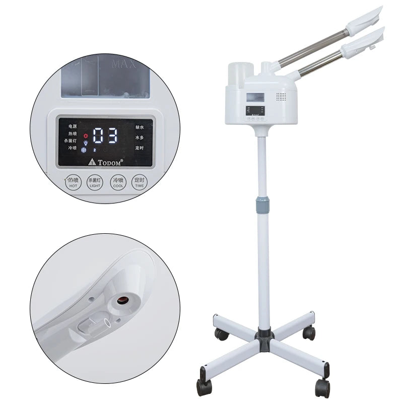 Facial Steamer with Hot and Cold Spray Dual Pipes LED Control Screen for Hydration Smooth Skin Pore Cleansing and Deep Care