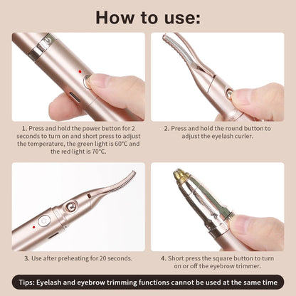 2 IN 1 Electric Eyebrow Shaver Eyelash Curling Two-gear Temperature Adjustment Heated Eyelash Curler Automatic Eyebrow Trimmer