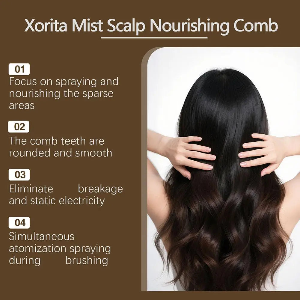 Electric Scalp Nourishing Comb with Hair Serum Fine Mist Spray LED Light Massage Applicator for Dry Scalp and Hair Root Care