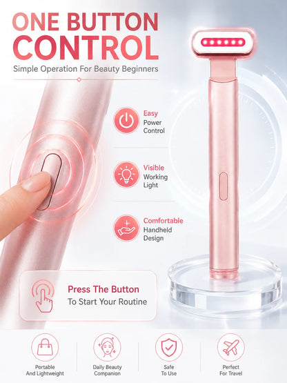 LED Eye Beauty Wand Red Blue Light Warming Massage 330° Rotatable Head Type-C Rechargeable Portable Facial Care Tool for Women
