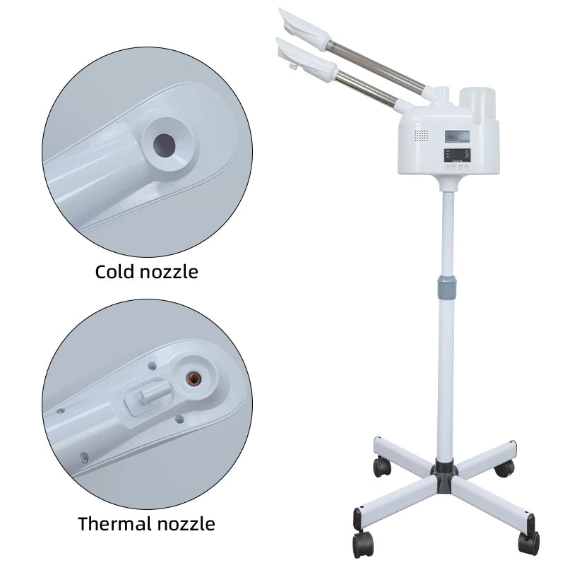 Facial Steamer with Hot and Cold Spray Dual Pipes LED Control Screen for Hydration Smooth Skin Pore Cleansing and Deep Care