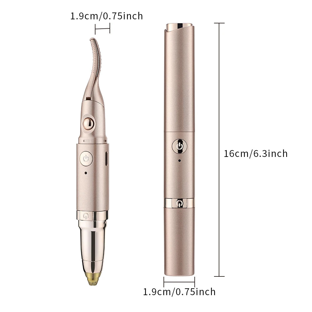 2 IN 1 Electric Eyebrow Shaver Eyelash Curling Two-gear Temperature Adjustment Heated Eyelash Curler Automatic Eyebrow Trimmer