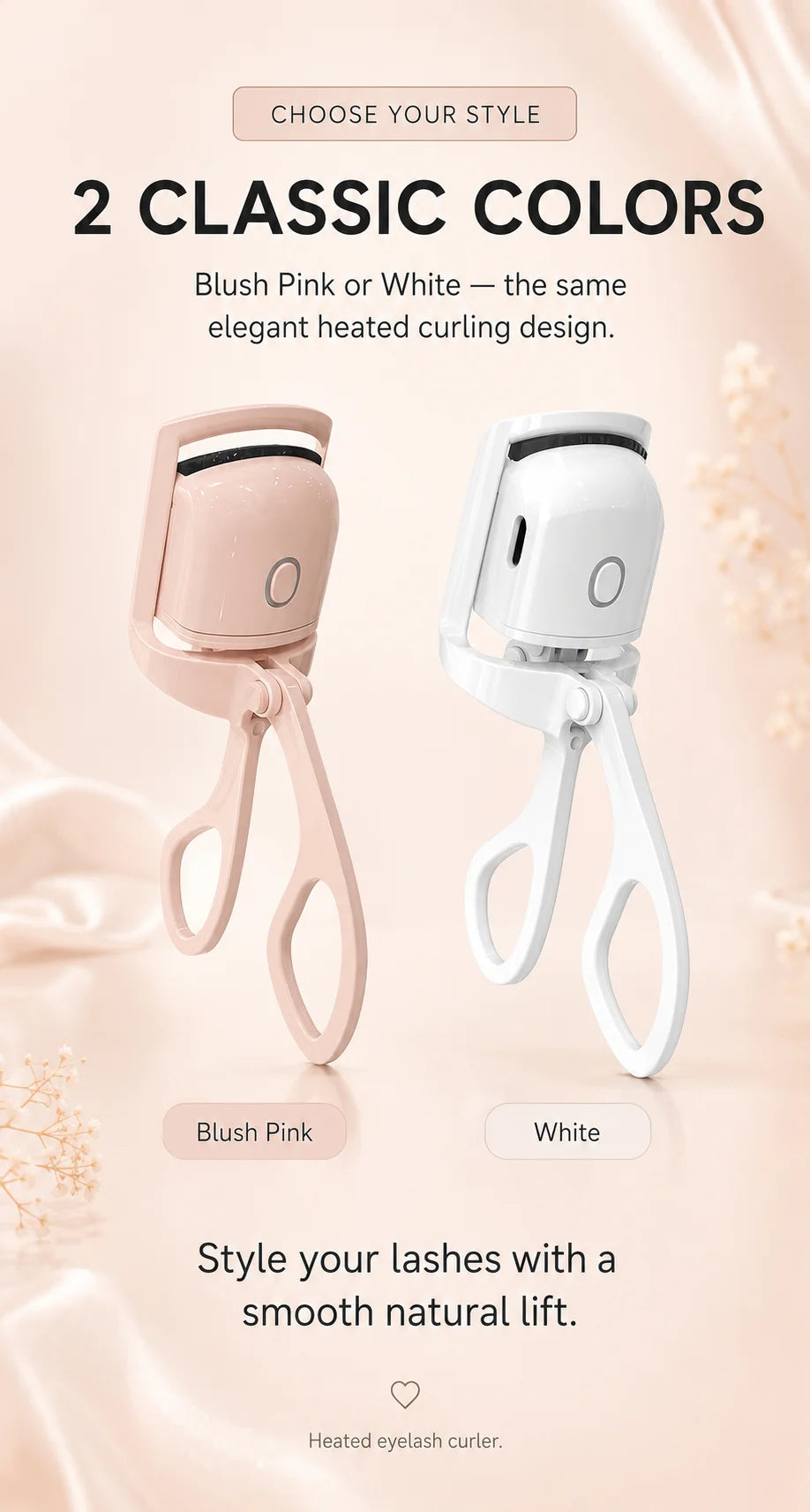 Electric Heated Eyelash Curler USB-C Rechargeable 2 Heat Settings Long-Lasting Natural Curl for Straight Stubborn Lashes