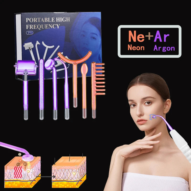 High Frequency Facial Wand For Hair Face Anti Aging Therapy Acne Tool  Neon+Argon Wands Skin Beauty (no handle）