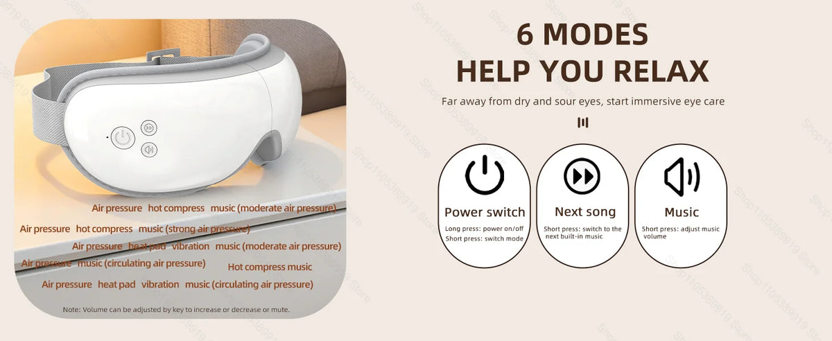 Eye Massager With Heat Smart Vibration Massager With Heat Airbag Compress Eye Mask Care Instrument Sleepping Eye Relax Fatigue