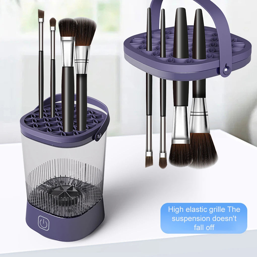 2025 USB Electric Makeup Brush Cleaner Portable 3 In 1 Makeup Brushes Drying Rack Lazy Cleaning Brush Washer Quick Dry Tool