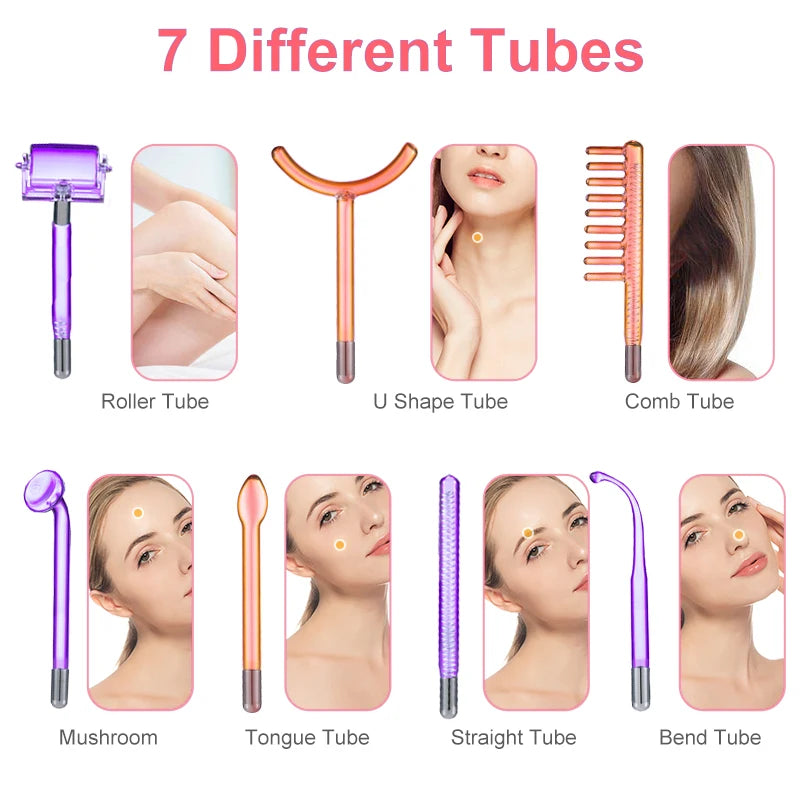 High Frequency Facial Wand For Hair Face Anti Aging Therapy Acne Tool  Neon+Argon Wands Skin Beauty (no handle）