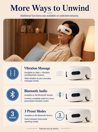 Smart Eye Massager with Heat Compression, Vibration Massage, Foldable Eye Care Device, 1200mAh Rechargeable Eye Relaxation Mask