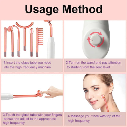 High Frequency Facial Wand For Hair Face Anti Aging Therapy Acne Tool  Neon+Argon Wands Skin Beauty (no handle）