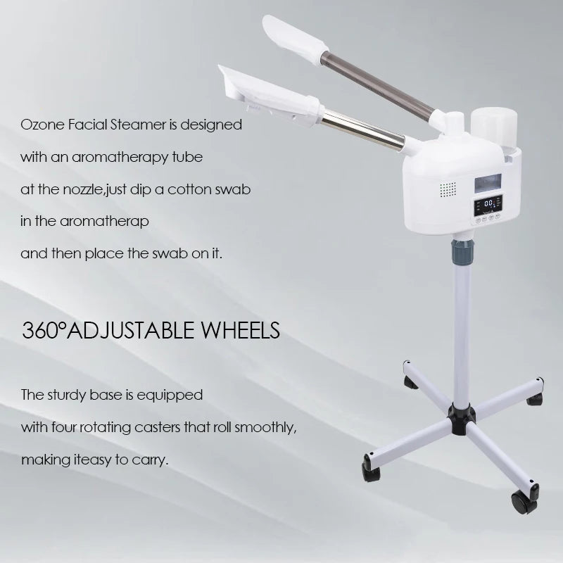 Facial Steamer with Hot and Cold Spray Dual Pipes LED Control Screen for Hydration Smooth Skin Pore Cleansing and Deep Care