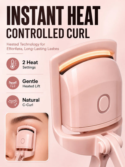 Electric Heated Eyelash Curler USB-C Rechargeable 2 Heat Settings Long-Lasting Natural Curl for Straight Stubborn Lashes