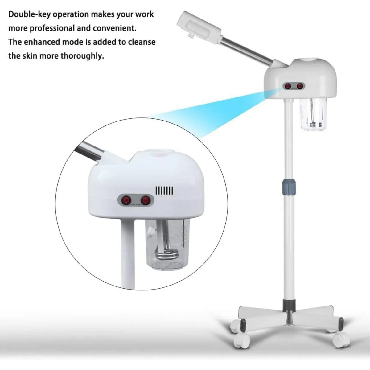 Professional Facial Steamer, Pedicure Steamer Machine with Water Tank and Wheel, Floor Standing Skin Care Equipment for Barber S