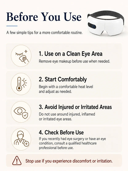 Smart Eye Massager with Heat Compression, Vibration Massage, Foldable Eye Care Device, 1200mAh Rechargeable Eye Relaxation Mask